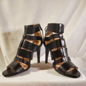 Nine West Black Strappy Cage High Heels